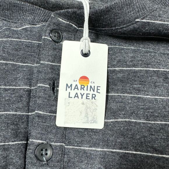 Marine Layer NWT Double Knit Henley in Faded Black and White Men's Size XXL - Picture 4 of 9